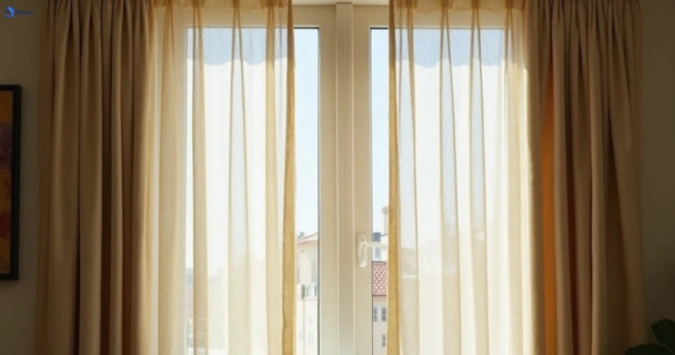 Dull dusty drapes in coochin before professional cleaning